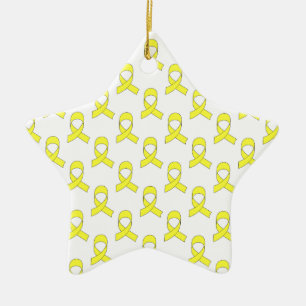 Yellow Ribbon Pattern Ceramic Ornament