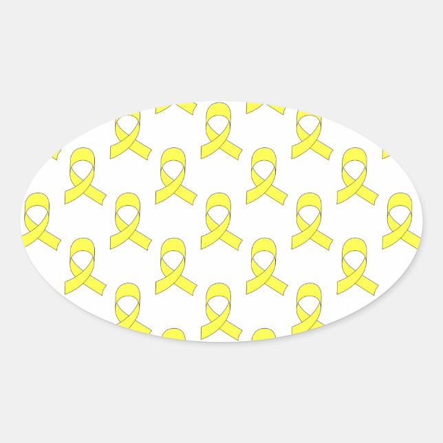 Yellow Ribbon Pattern Oval Sticker (Front)