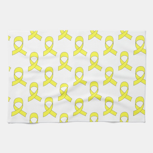 Yellow Ribbon Pattern Tea Towel (Horizontal)