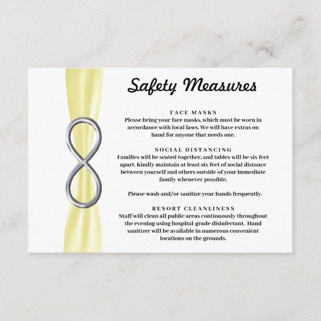 Yellow Ribbon Silver Infinity Safety Measures Enclosure Card (Front)