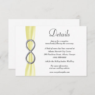 Yellow Ribbon Silver Infinity Wedding Details Enclosure Card