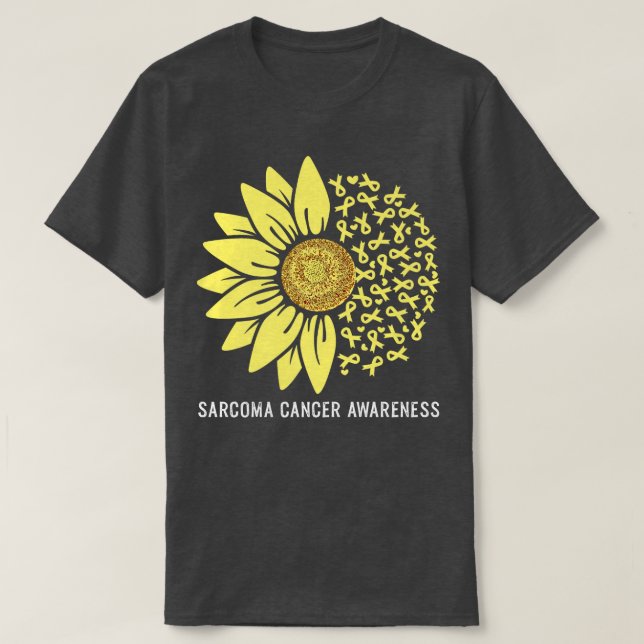 Yellow Ribbon Sunflower Sarcoma Cancer Awareness P T-Shirt (Design Front)