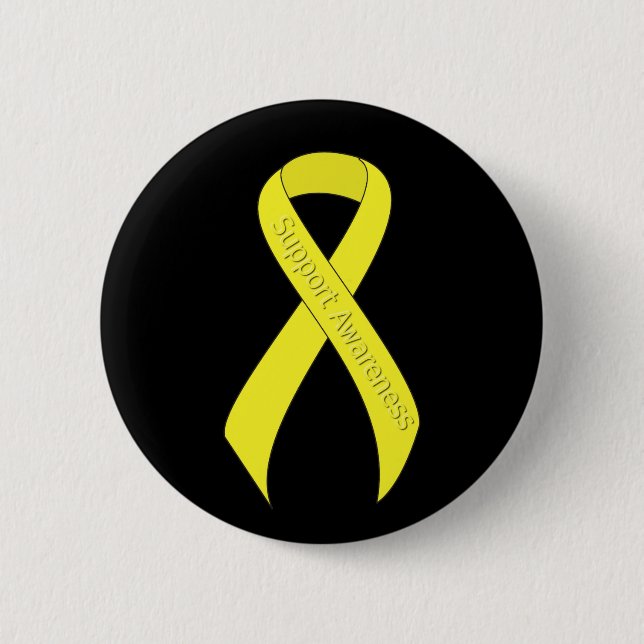 Yellow Ribbon Support Awareness 6 Cm Round Badge (Front)