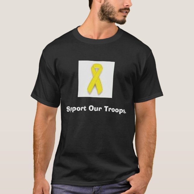 yellow ribbon, Support Our Troops. T-Shirt (Front)