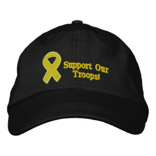 Yellow Ribbon Supports Our Troops Embroidered Hat