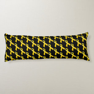 Yellow Ribbon Tiled Awareness Pattern Body Cushion