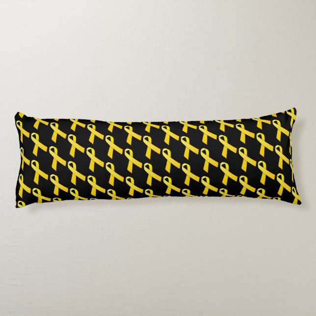 Yellow Ribbon Tiled Awareness Pattern Body Cushion (Back)