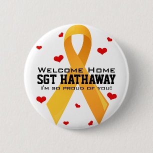 Yellow Ribbon: White 6 Cm Round Badge