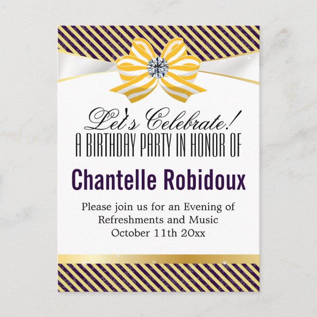 Yellow Ribbon with Damask Pattern Variation Postcard (Front)