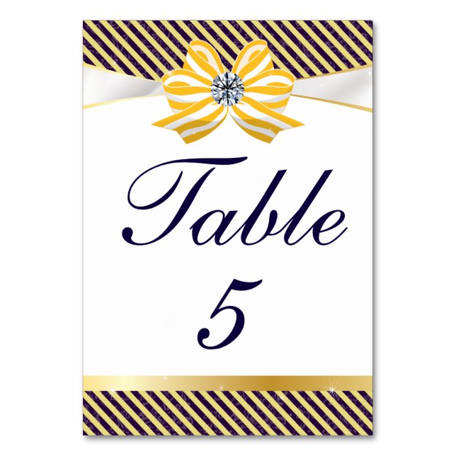 Yellow Ribbon with Damask Pattern Variation Table Number (Front)