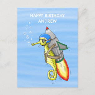 Yellow Rocket Seahorse Postcard