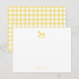 Yellow Rocking Horse Gender neutral Nursery Thank You Card