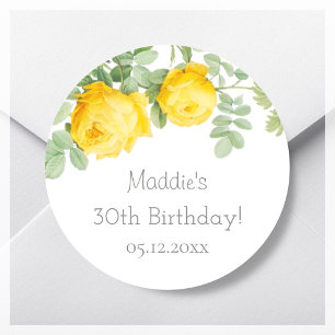 Yellow Rose   30th Birthday  Classic Round Sticker