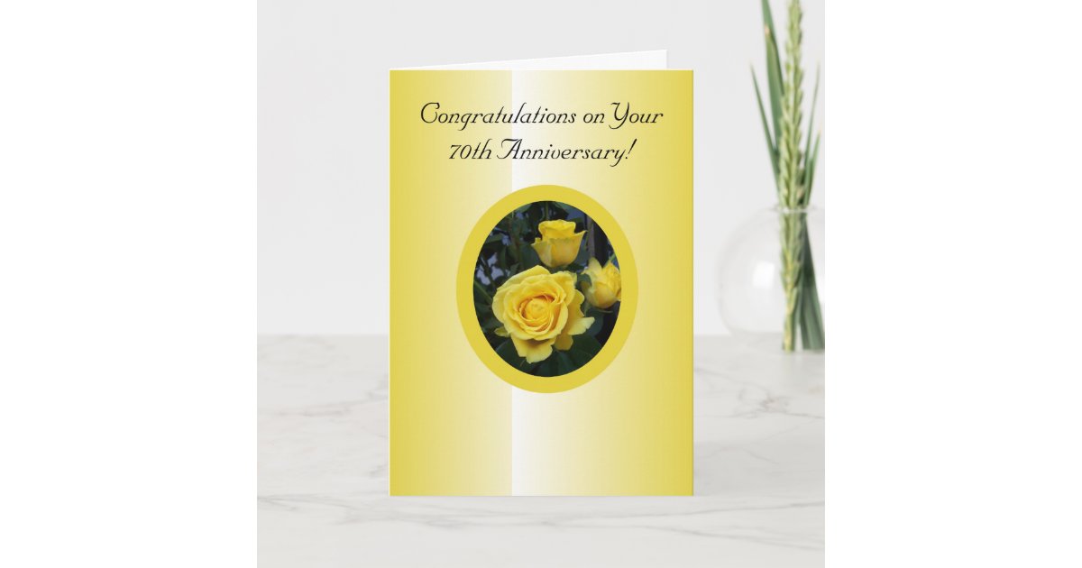 Yellow Rose 70th  Wedding  Anniversary  Card  Zazzle com au 