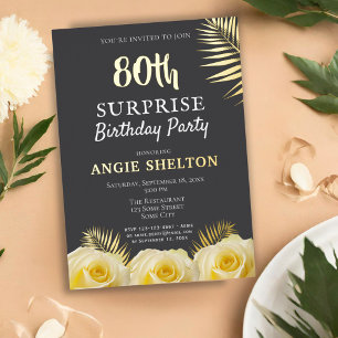 Yellow Rose 80th Surprise Birthday Party Gold