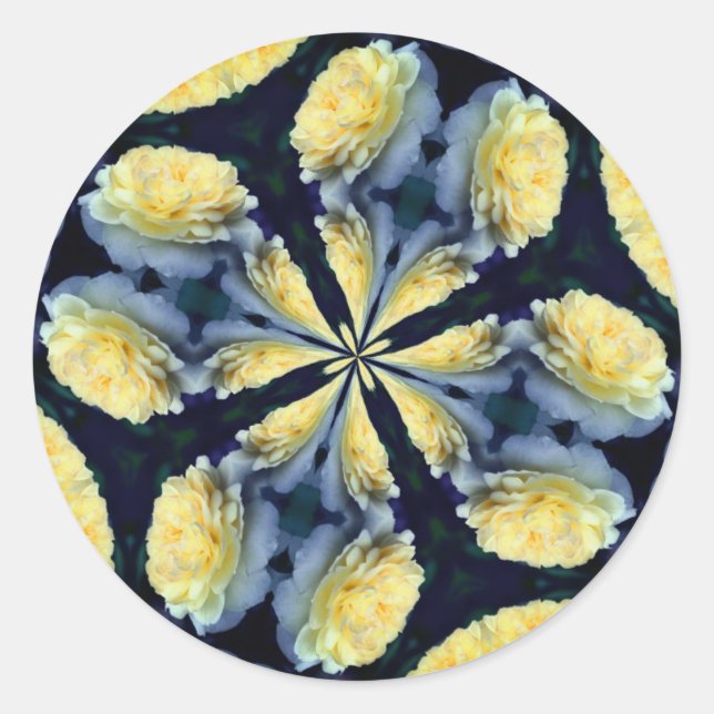 Yellow Rose Abstract Flower Art Classic Round Sticker (Front)