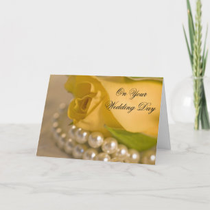 Yellow Rose and Pearls Blended Family Wedding Card