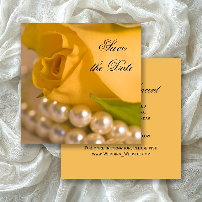 Yellow Rose and Pearls Wedding Save the Date (Creator Uploaded)
