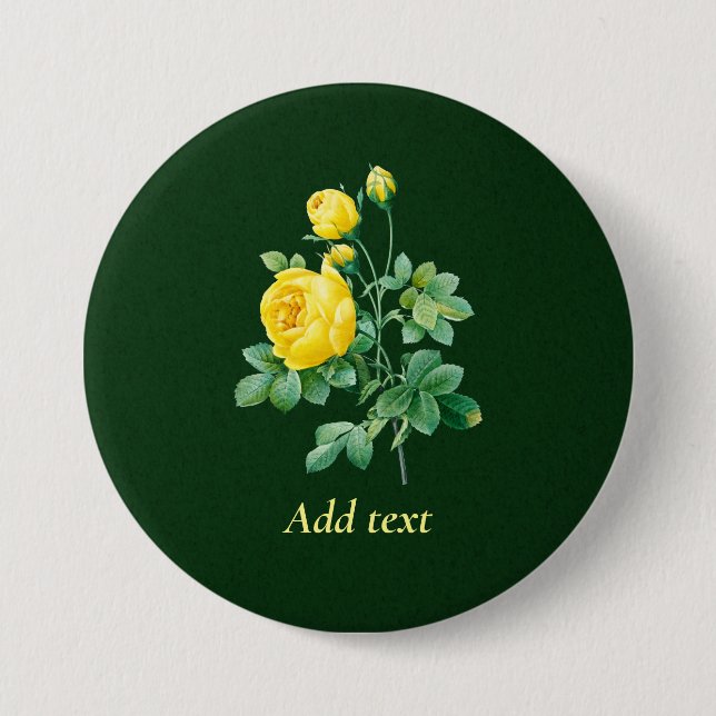 Yellow Rose and Rosebuds Template, 7.5 Cm Round Badge (Front)