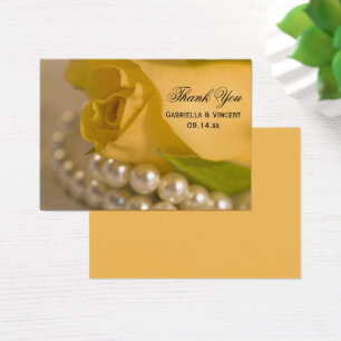 Yellow Rose and White Pearls Wedding Favour Tags