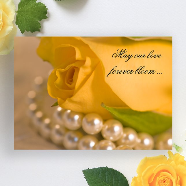 Yellow Rose and White Pearls Wedding Invitation (Creator Uploaded)