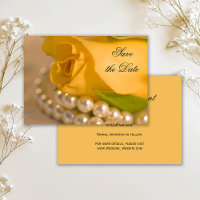 Yellow Rose and White Pearls Wedding Save the Date