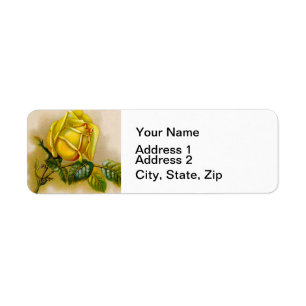 Yellow Rose Antique Vintage Print Fine Art Return Address Label