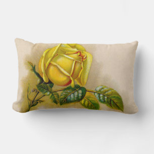 Yellow Rose Artwork Print Fine Art Lumbar Cushion