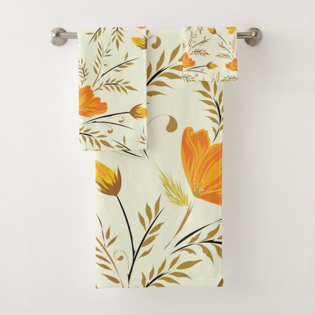 Yellow rose bath towel set (Insitu)