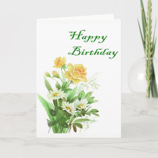 Yellow Rose Birthday card (Front)