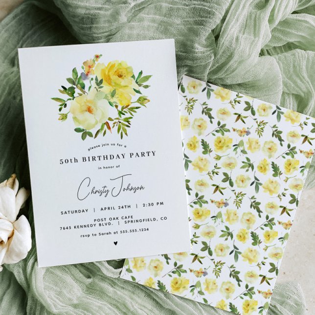 Yellow Rose Birthday Party Invitation (Creator Uploaded)