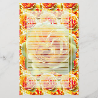 Yellow Rose Bloom Lined Stationery