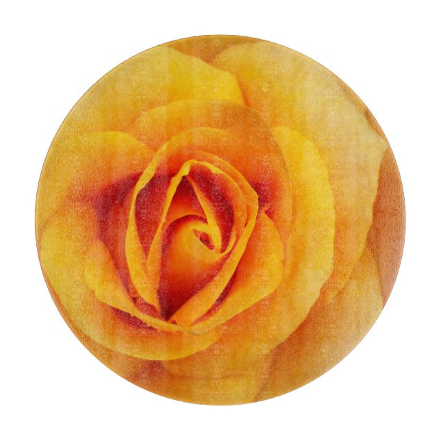 yellow rose blossom cutting board (Front)