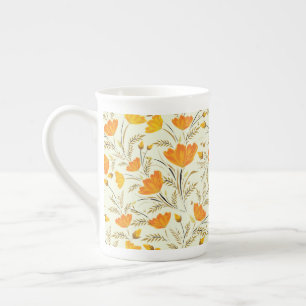 Yellow rose bone china mug