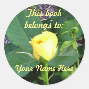 Yellow Rose Book Name Plate Sticker