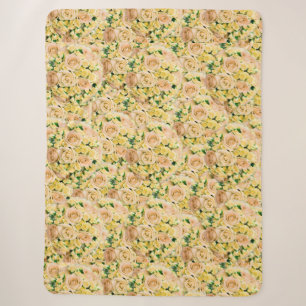Yellow Rose Bouquet Flower Explosion Sherpa Blanket
