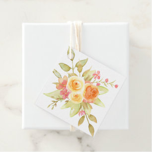 Yellow Rose Bouquet Watercolor Gift Tag