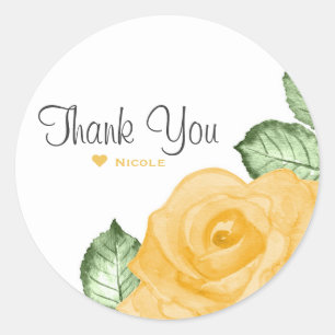 Yellow Rose Bridal Shower Elegant Party Favour Classic Round Sticker