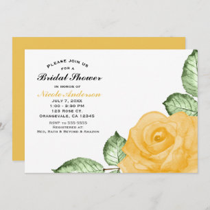 Yellow Rose Bridal Shower Elegant Party Invitation