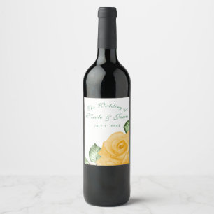 Yellow Rose Bridal Shower Elegant Wedding Wine Label