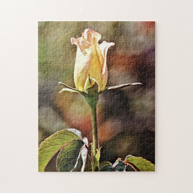 Yellow Rose Bud Flower Art Puzzle (Vertical)