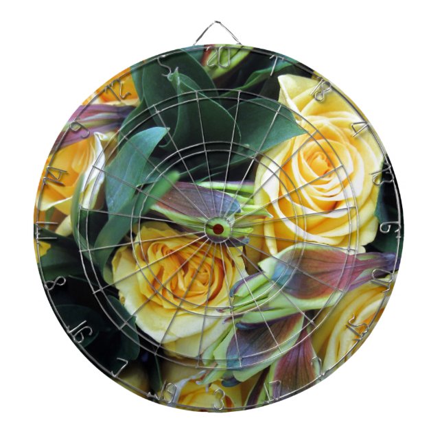 Yellow Rose Buds Dartboard (Front)