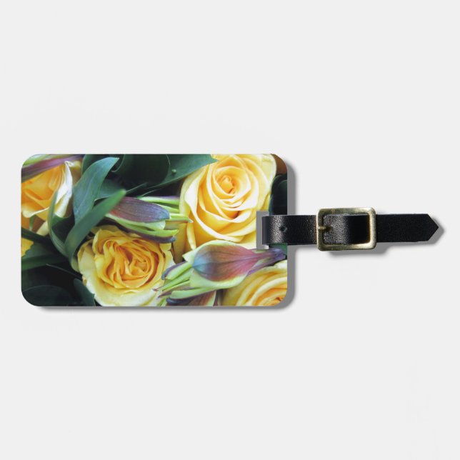 Yellow Rose Buds Luggage Tag (Front Horizontal)