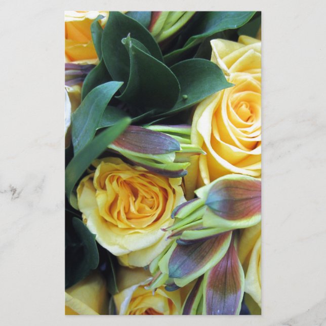 Yellow Rose Buds Stationery (Front)