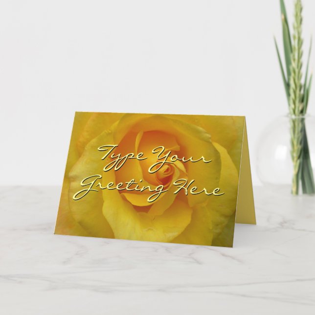 Yellow Rose Card Personalised Flower Greeting Card (Front)