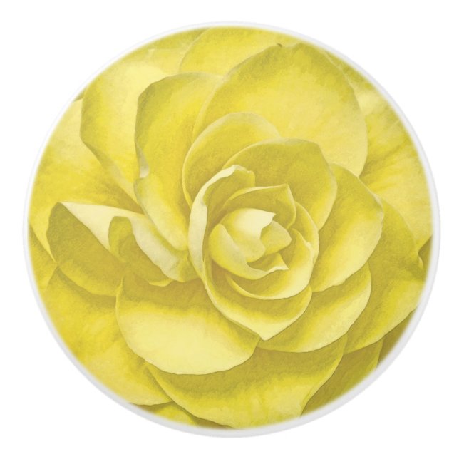 YELLOW ROSE  CERAMIC KNOB (Front)