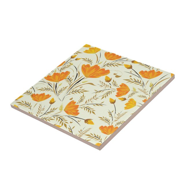Yellow rose ceramic tile (Side)