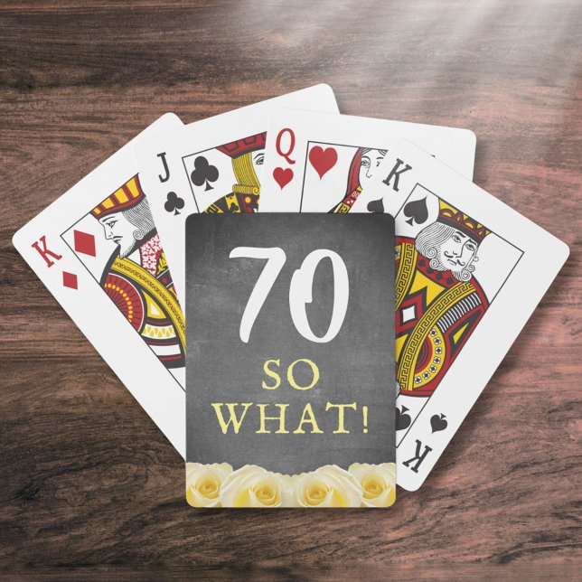Yellow Rose Chalkboard Floral 70th Birthday Playing Cards (Creator Uploaded)