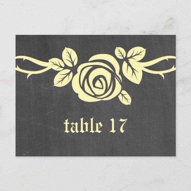 Yellow Rose Chalkboard Table Number Postcard (Front)