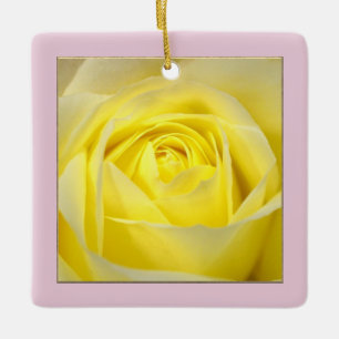 Yellow Rose Closeup Ceramic Ornament